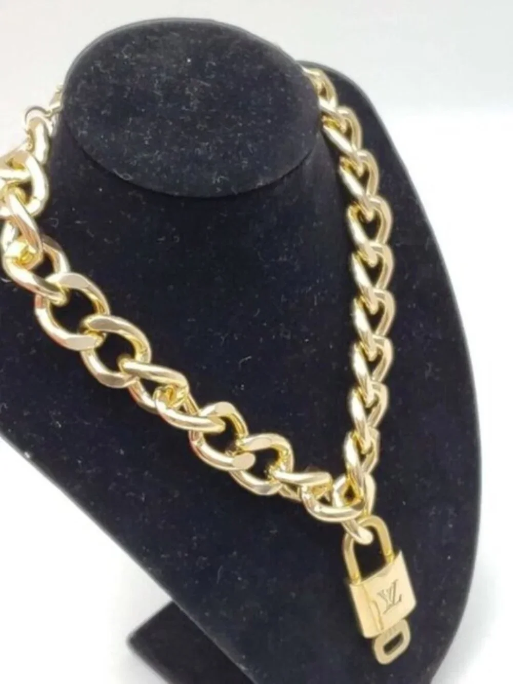 Gold-Plated Necklace with Authentic Louis Vuitton Padlock